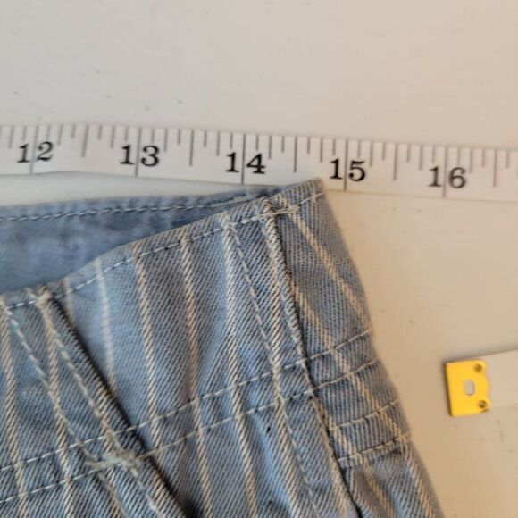 Free People Womens Size 26 Blue White Striped Wide Leg Button Fly Jeans - Picture 8 of 11